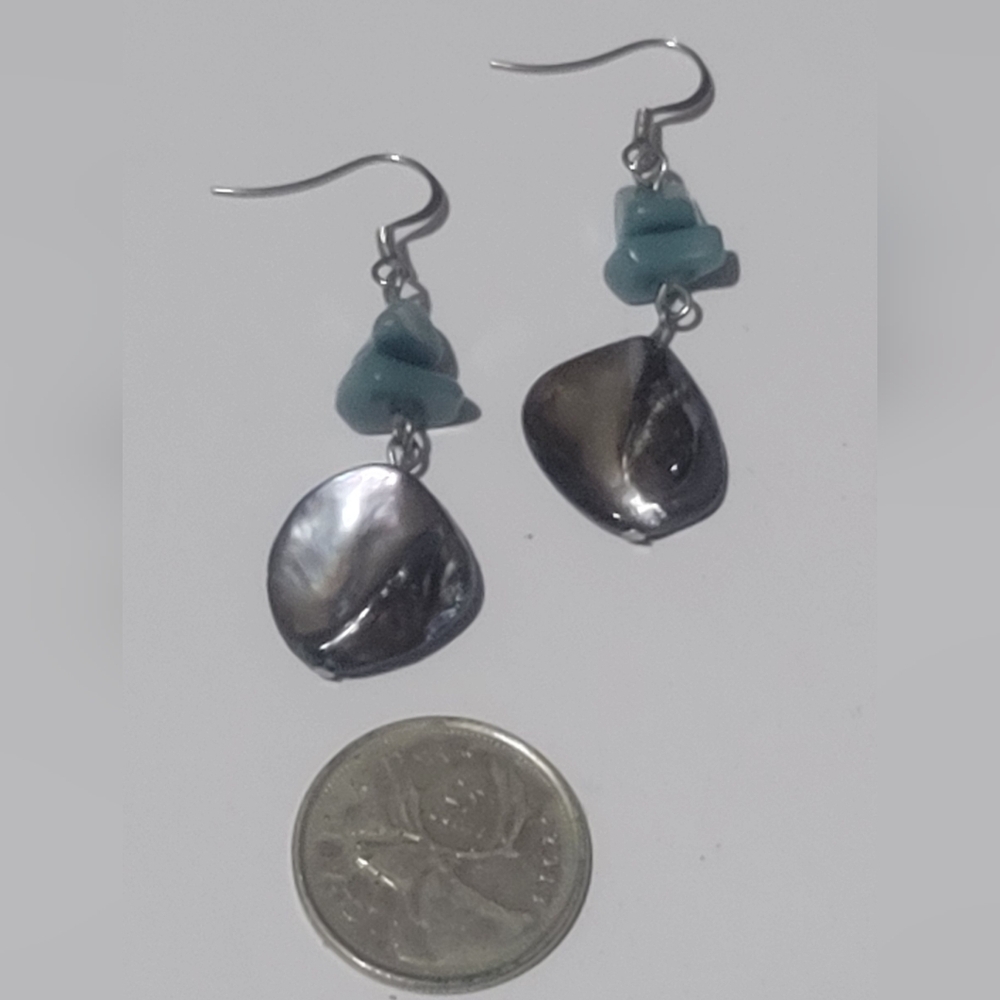 Elegant Stone and Blue Shell Earrings
